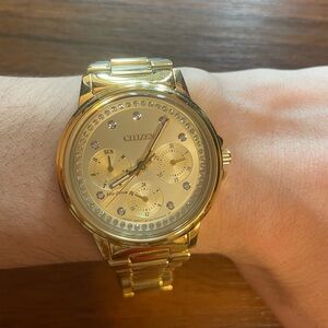Citizen Eco-Drive Ladies Gold-Tone Crystal Watch